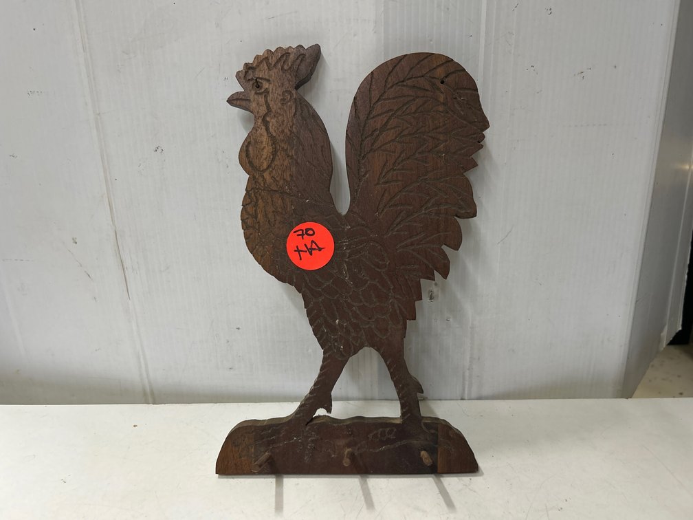 Wood Rooster Key Holder