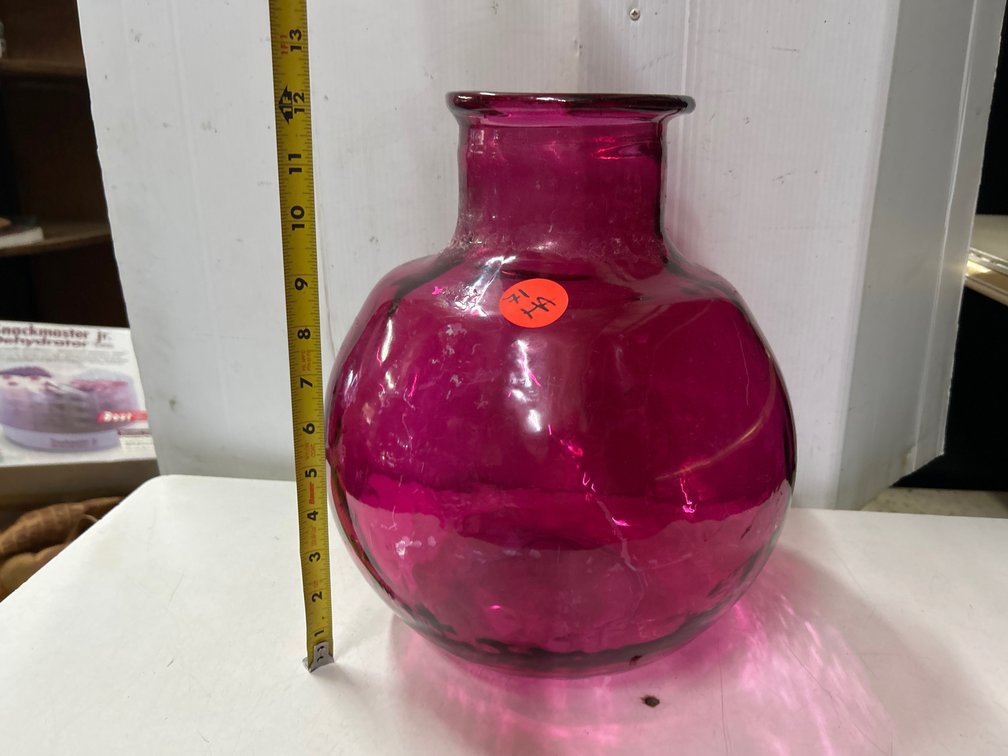 Large Dark Pink Round Vase