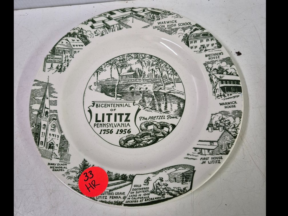 Vintage Lititz Pa Bicentennial ceramic plate