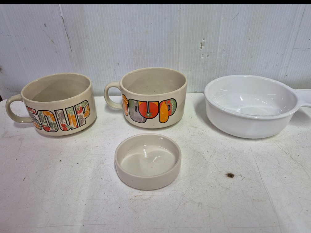Stoneware soup mugs, grab it bowl+