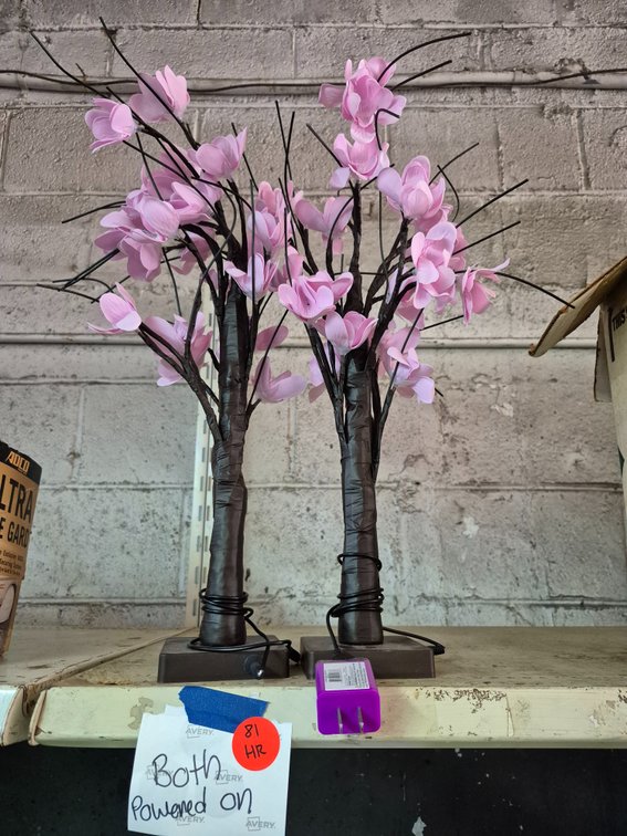 (2) lighted faux flower decorations