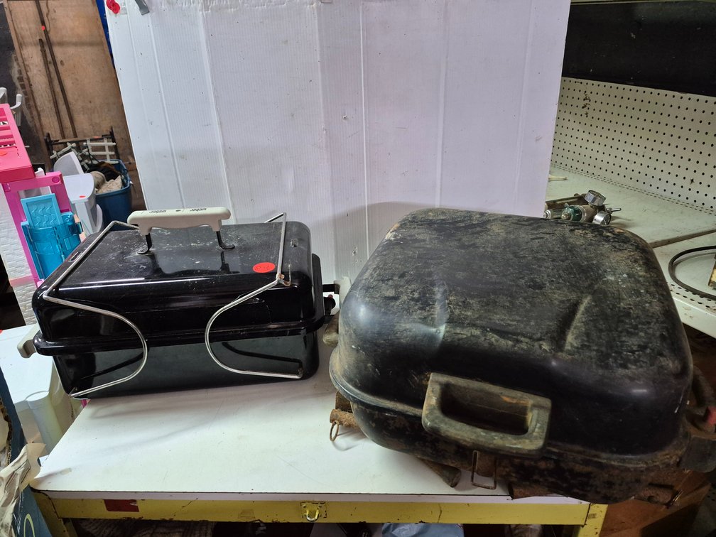 Webber tabletop gas grill and unbranded gas grill