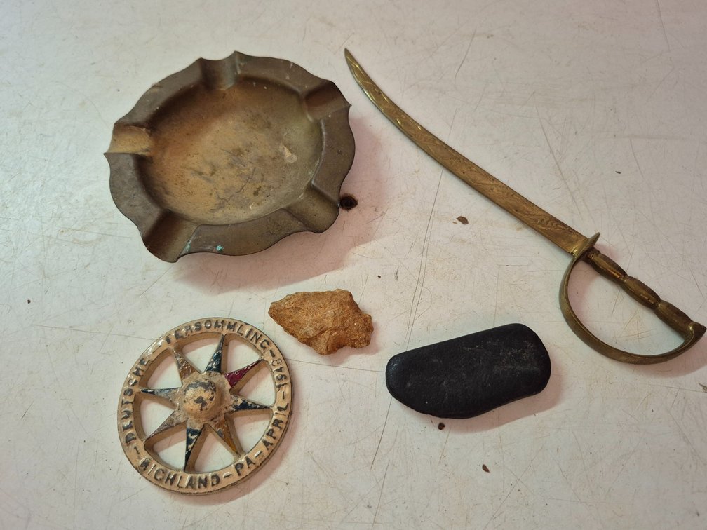 Brass ashtray and letter opener, ++