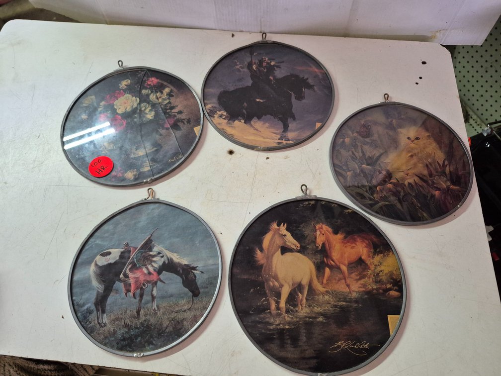 Vtg prints in handmade soldered frames
