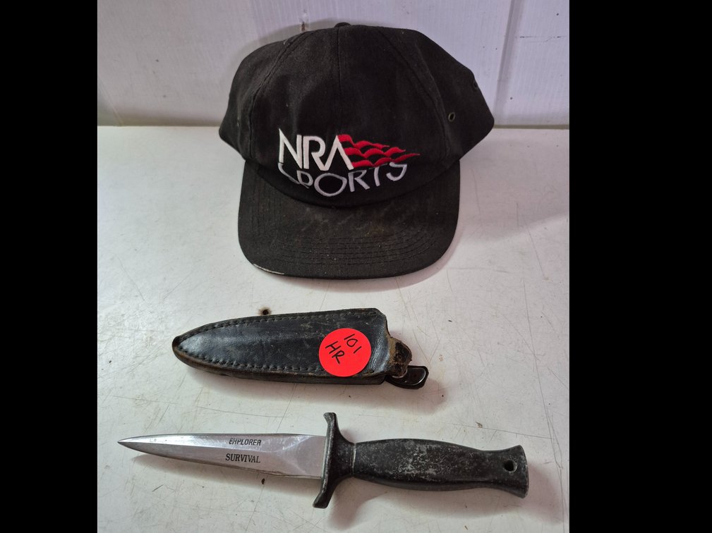 Explorer-Survival dagger with sheath, NRA ballcap