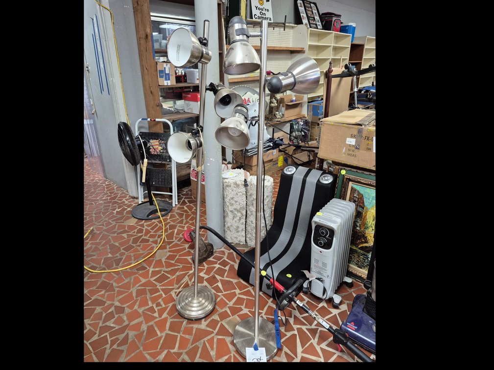 (2) 60" brushed nickel floor lamps
