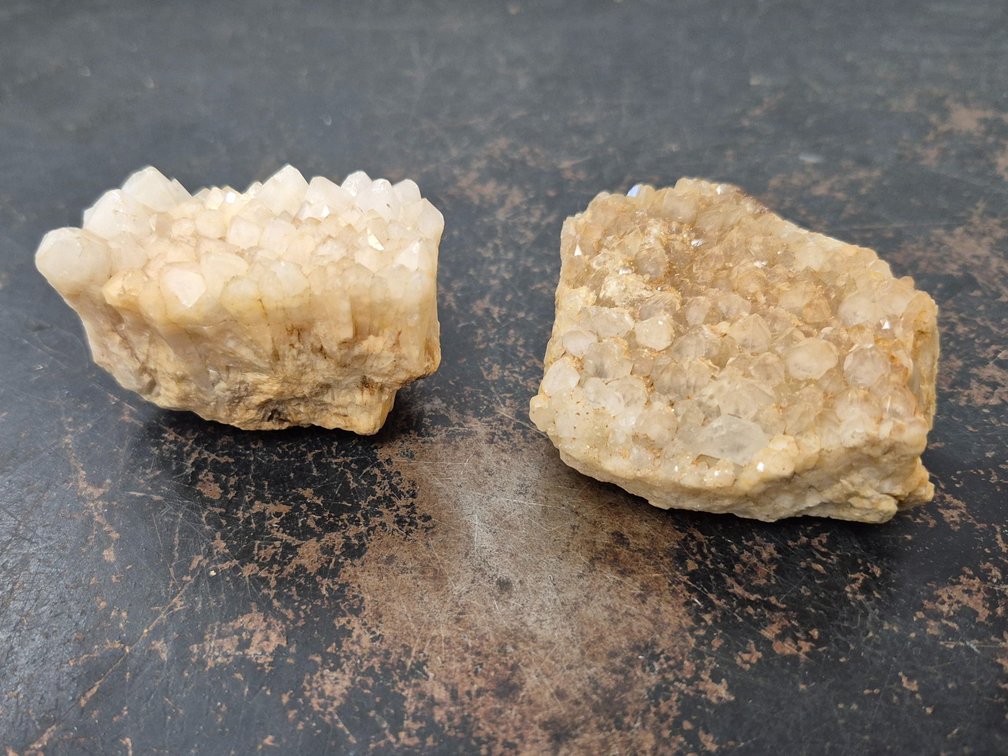(2) natural quartz flower clusters