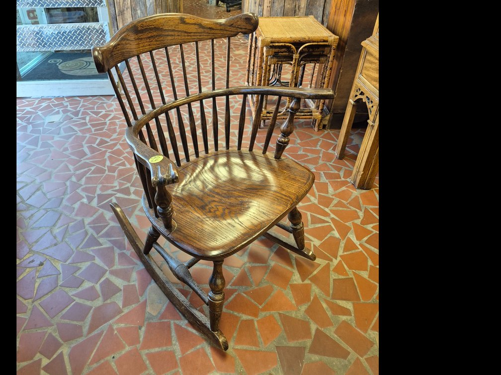 Vtg solid wood rocking chair