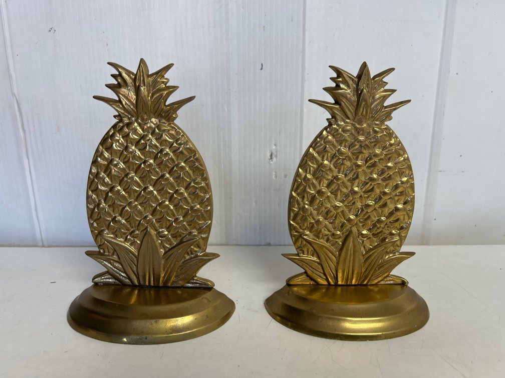 Brass Pineapple Bookends