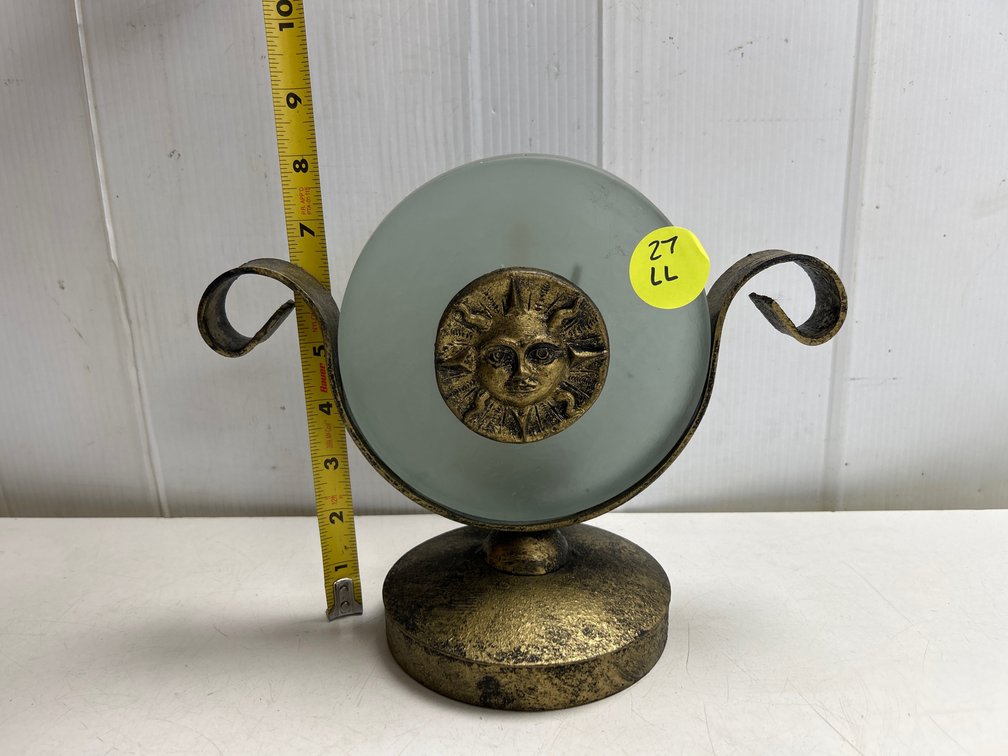 Bronze Toned Celestial Sun Face Candle Holder