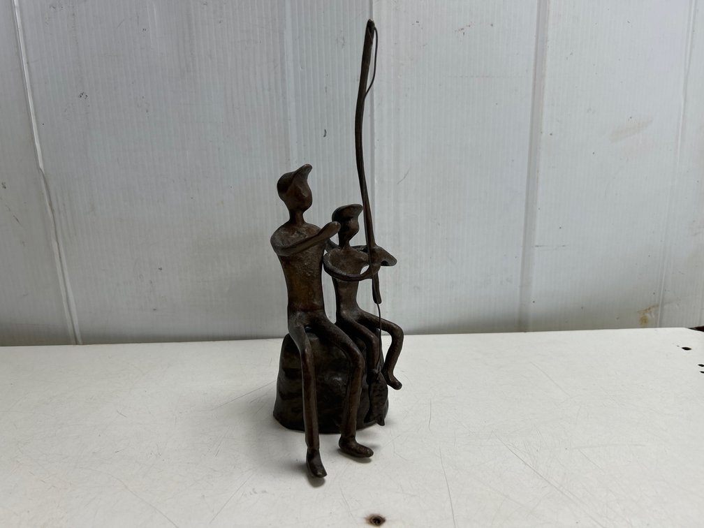Brass Father/Son Fishing Figurine