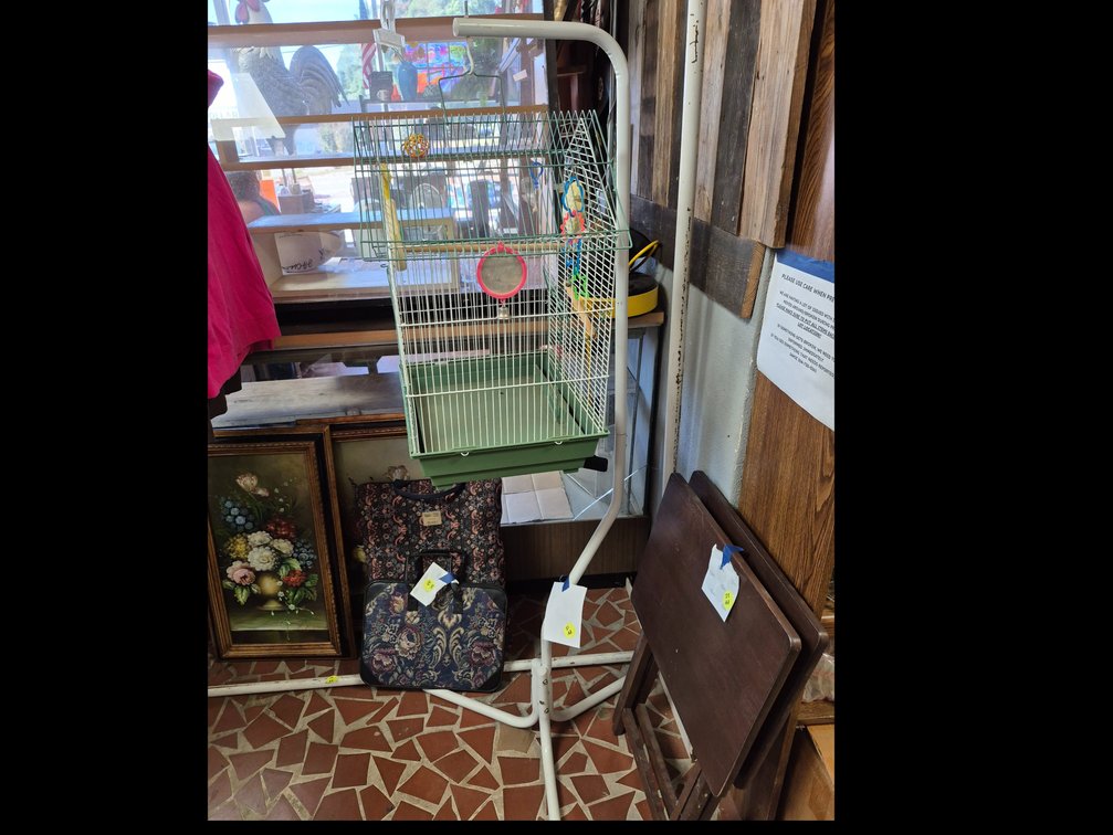 63" tall birdcage  and floor stand