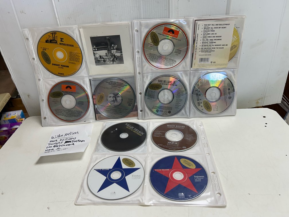 Music CD’s- Willie Nelson, Hank Williams+