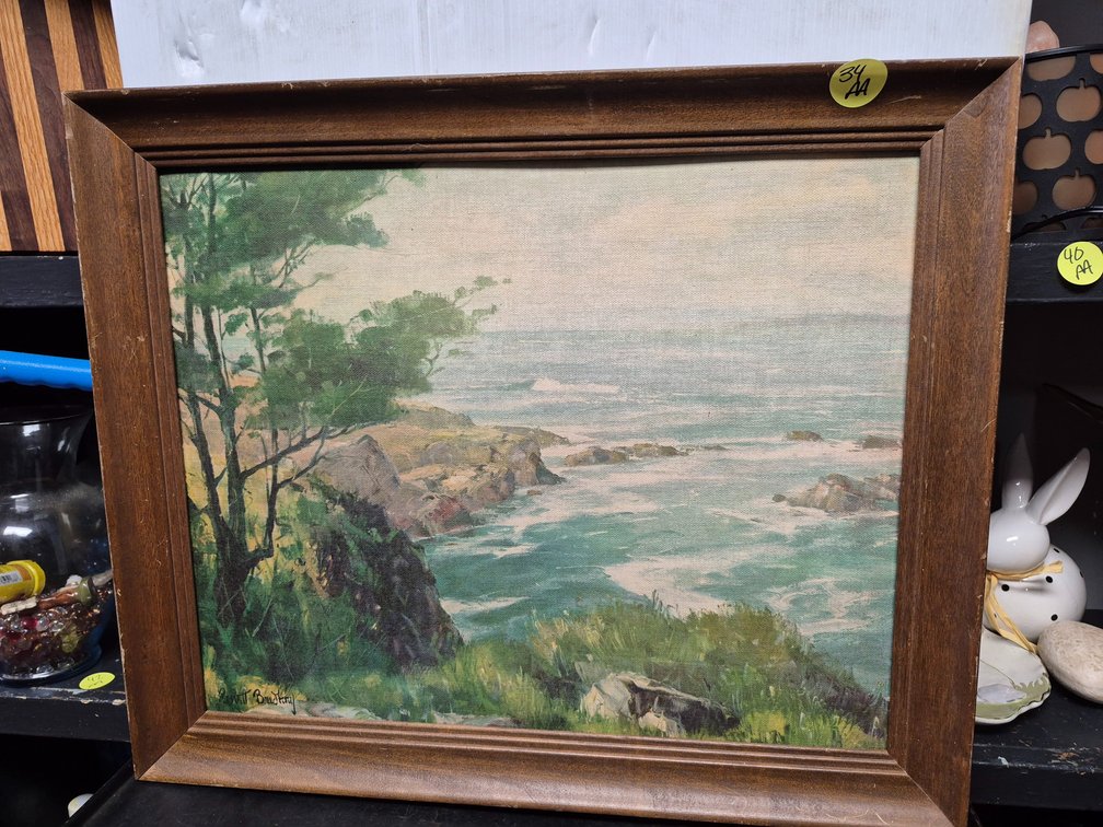 Framed ocean print on canvas board