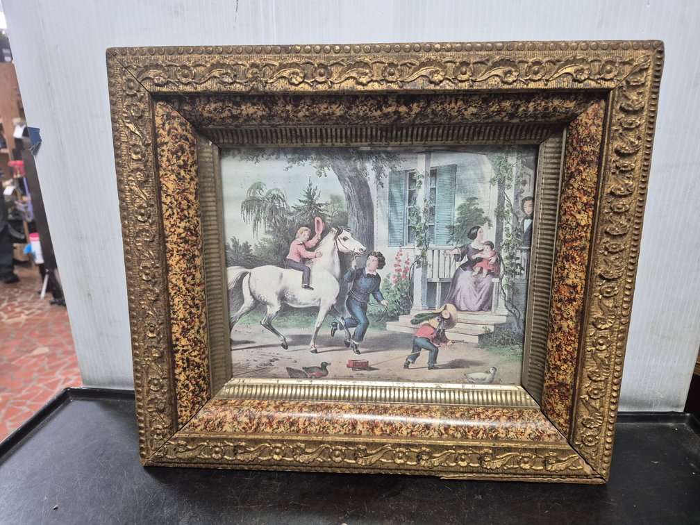 Vtg wood framed print