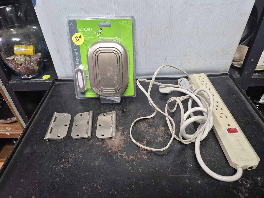 Wireless doorbell, power strip, stainless steel hinges