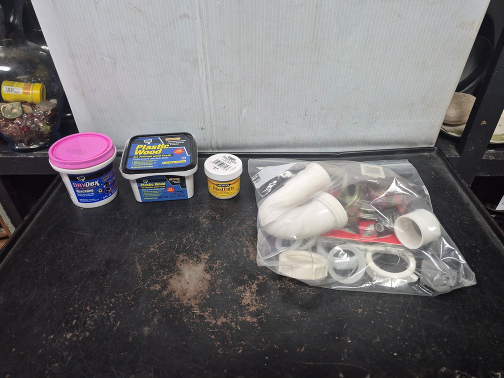 Plumbing supplies, spackling, wood putty +