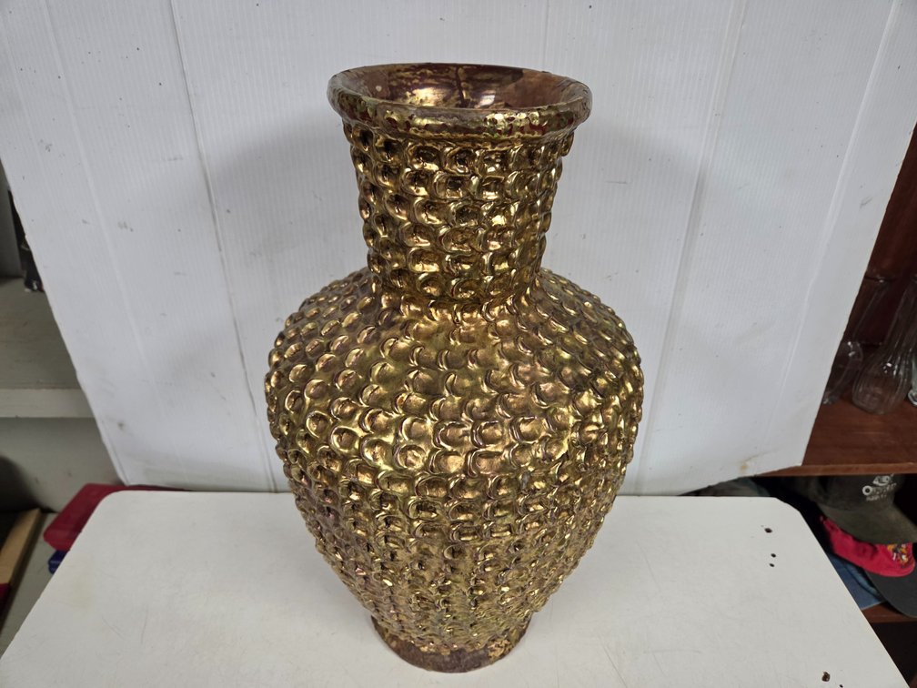 Large 18" tall Heavy ceramic painted Vase