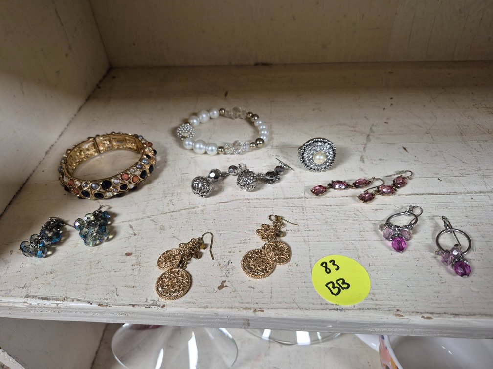 Costume jewelry earrings, bracelets, ring