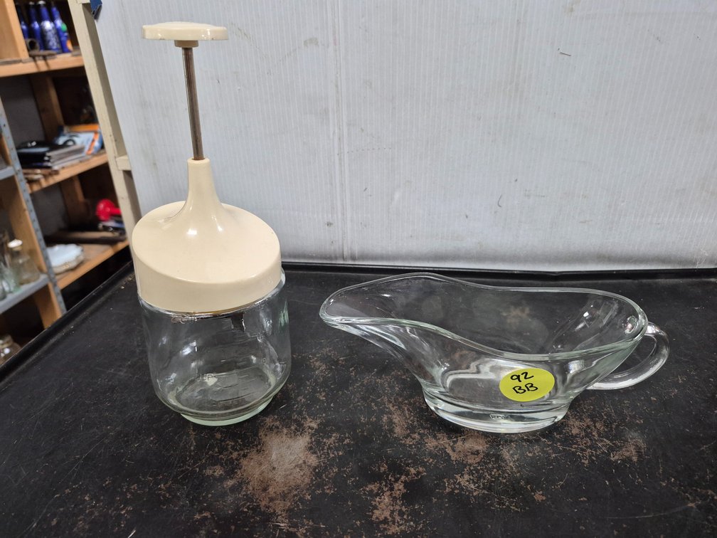 Anchor Hocking 10oz gravy boat and Gemco chopper