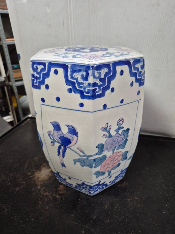 12" tall asian themed ceramic pedestal