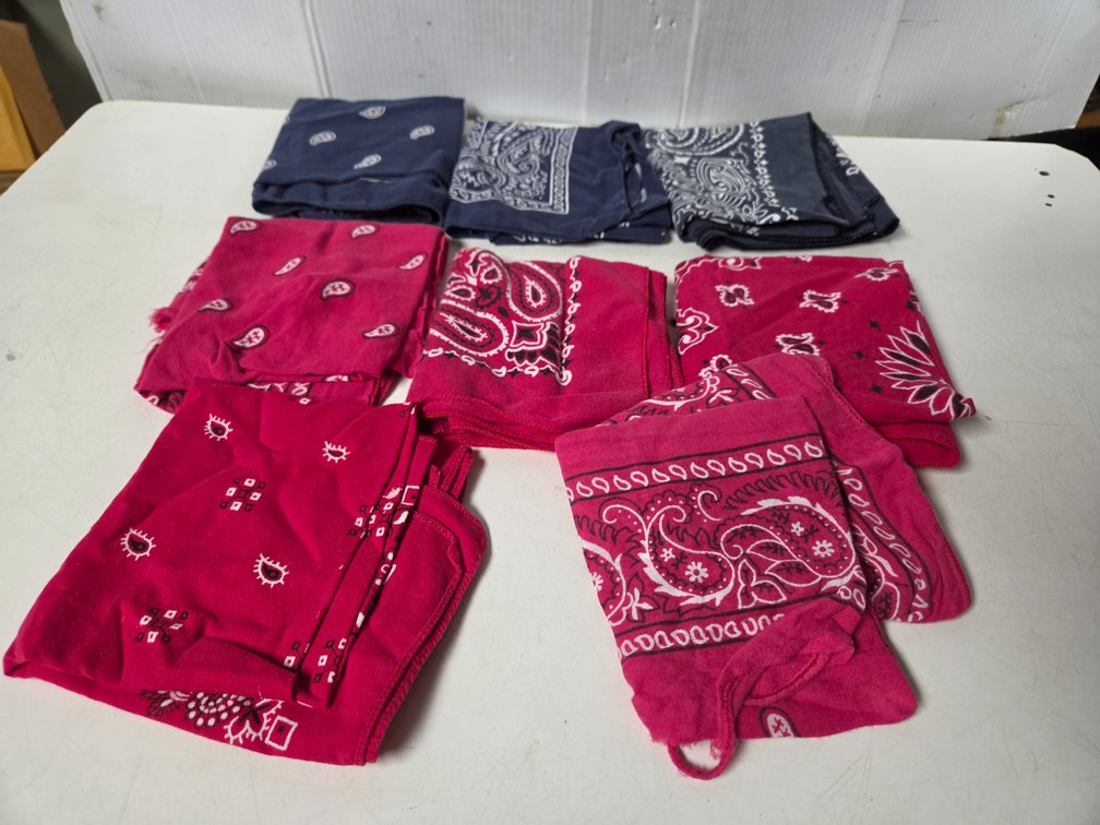 Blue & faded red Bandanas