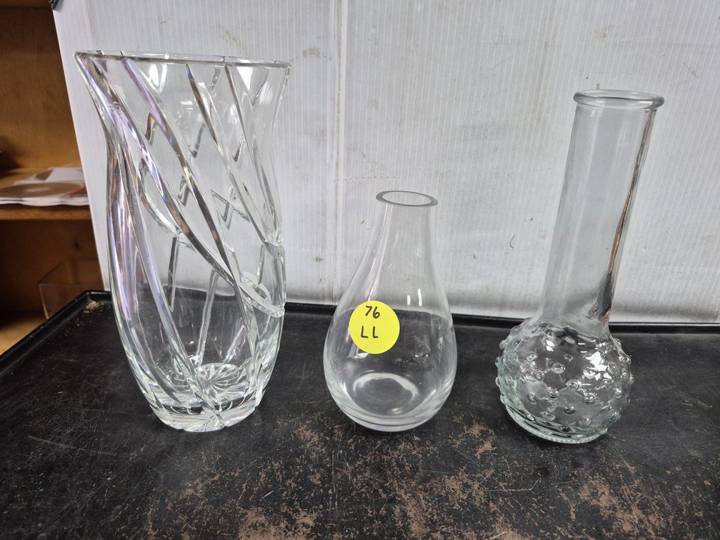 Cut glass and hobnail vases