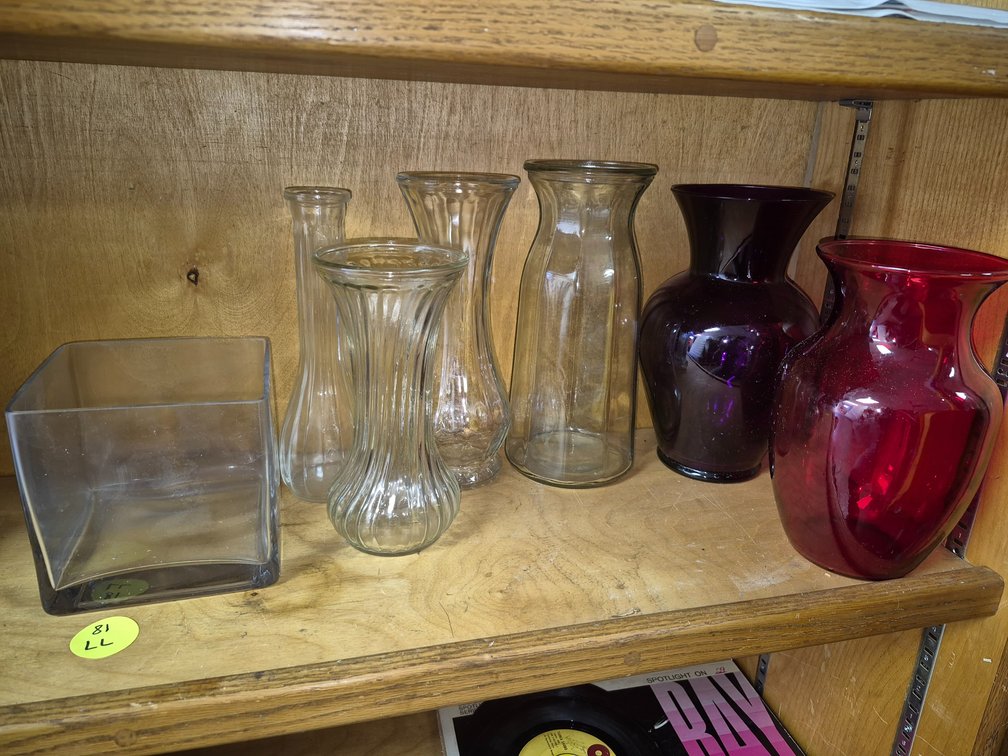 Shelf of vases