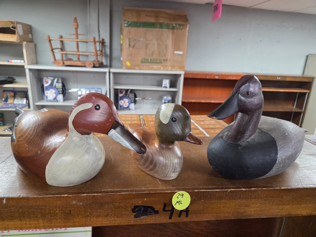 3 Painted wood Ducks