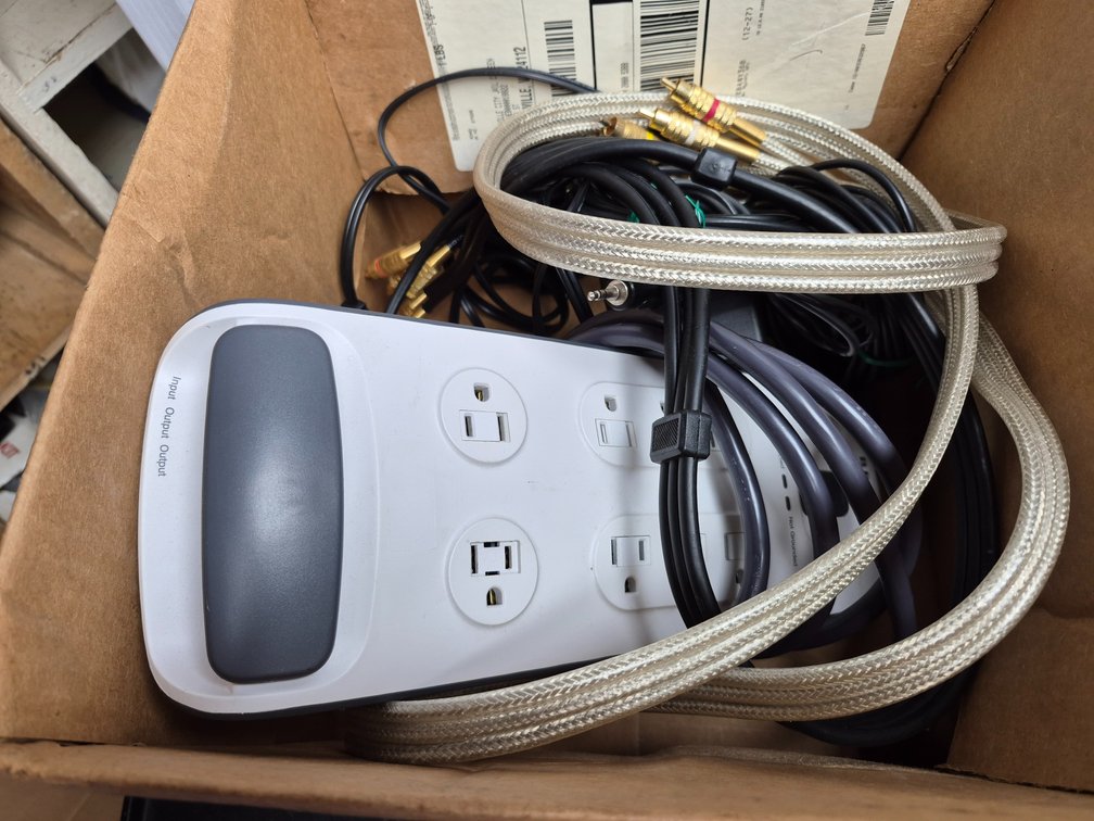 Speaker wite, power cords, surge protector