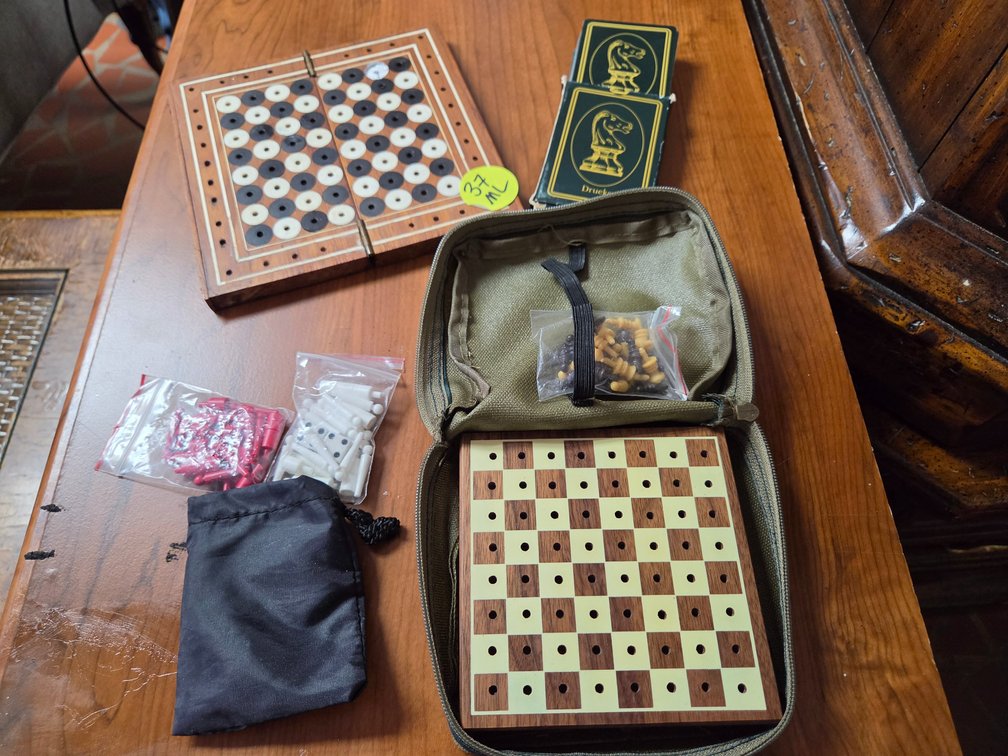 Vtg "Travel" games- chess, checkers, playing cards