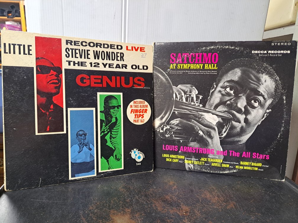 Vintage Little Stevie Wonder/Louis Armstrong Vinyl LP Albums