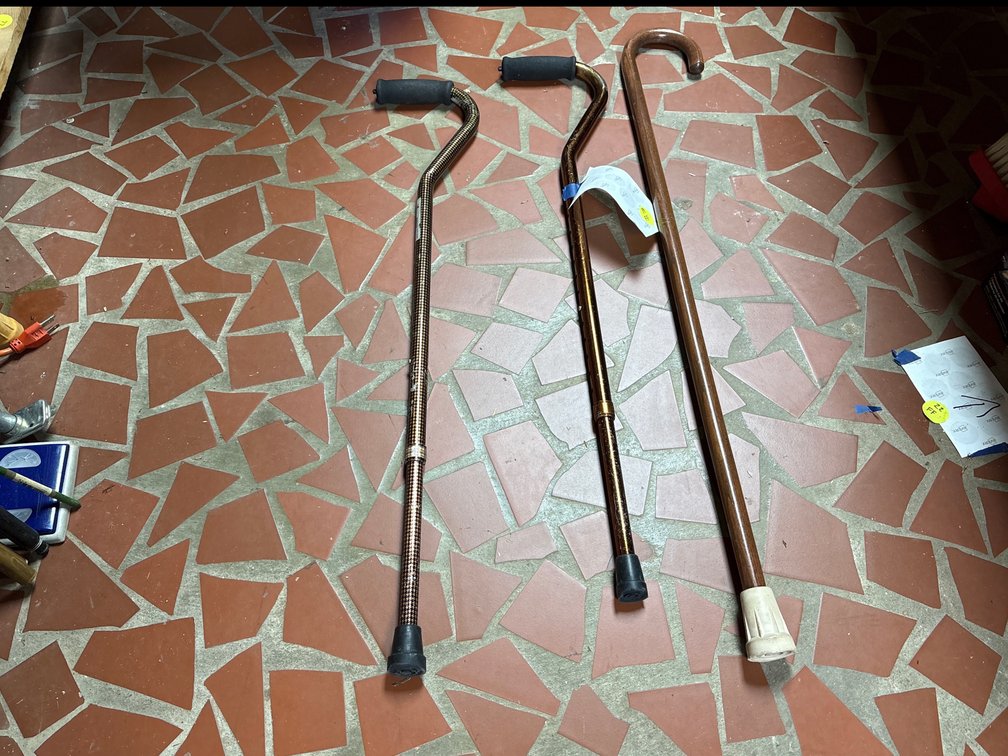 3 canes: 2 metal, 1 wood