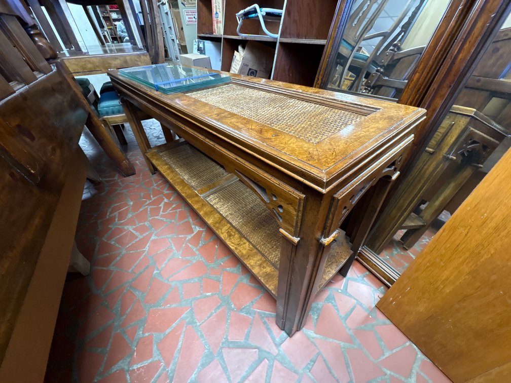 Vintage Wood & rattan console table