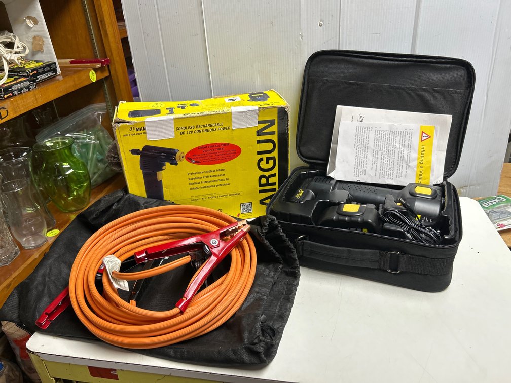 Airgun Cordless Inflator, Jumper Cables