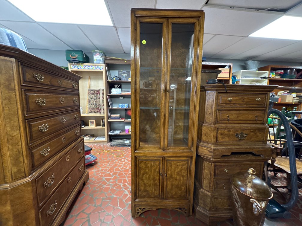 Wood lighted curio cabinet