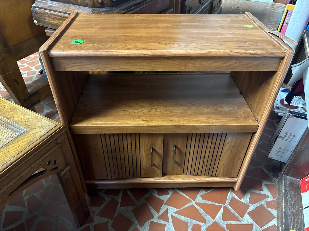 Pressed board rolling shelf unit