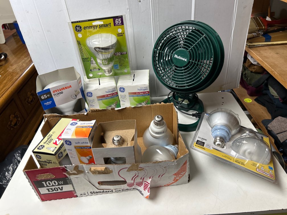 Lightbulbs and Small Fan(powered on)