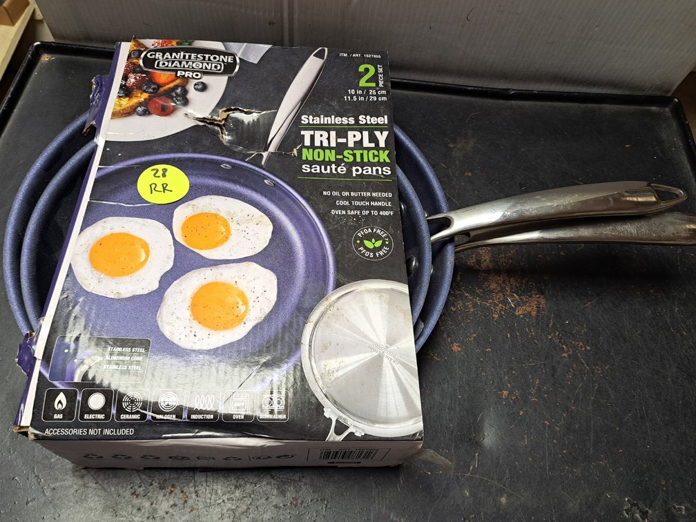 (2) Stainless Steel Non-Stick Sautee Pans