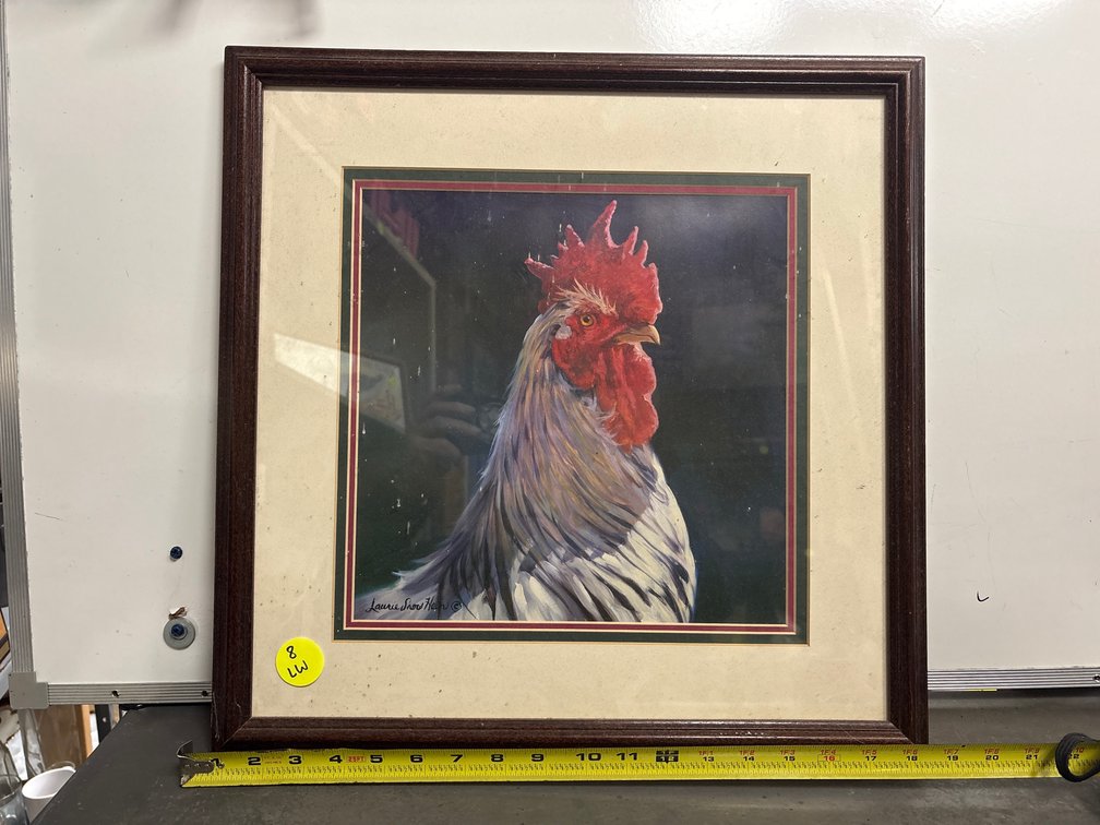 Framed rooster head print