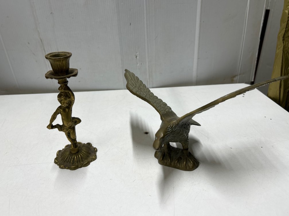 Brass Eagle and Brass Candle Holder