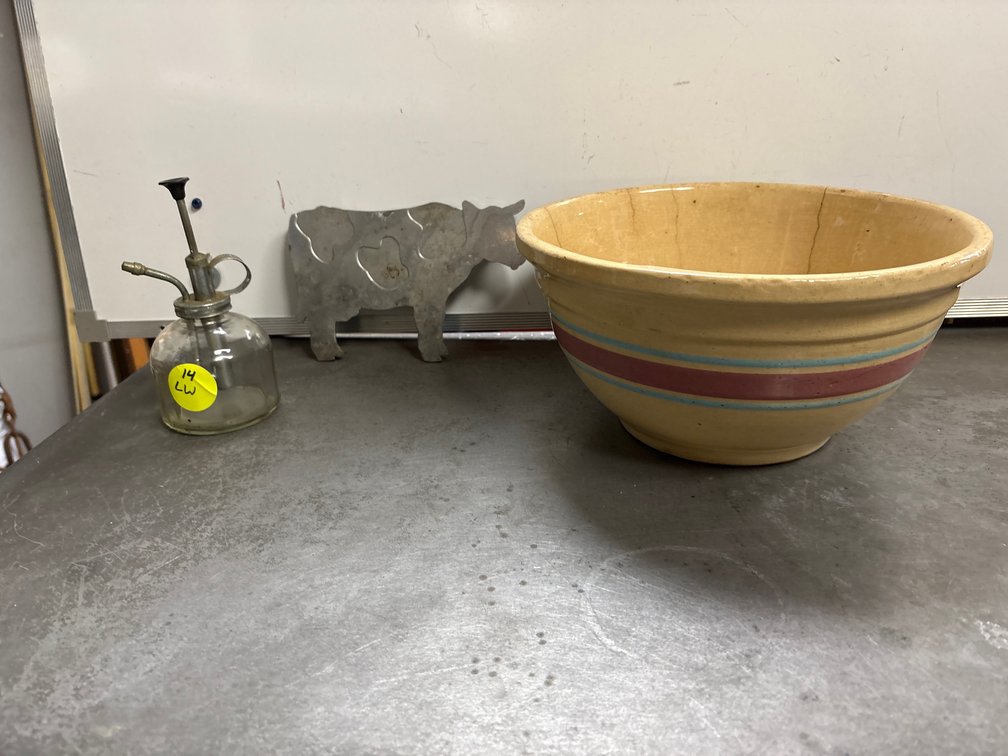 10” diameter Oven Ware bowl, cow for wall  plus