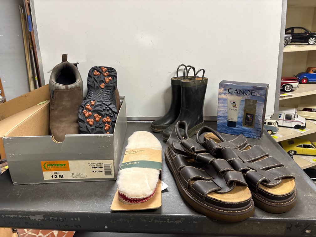 Size 12 sandals & unused shoes, child’s boots +