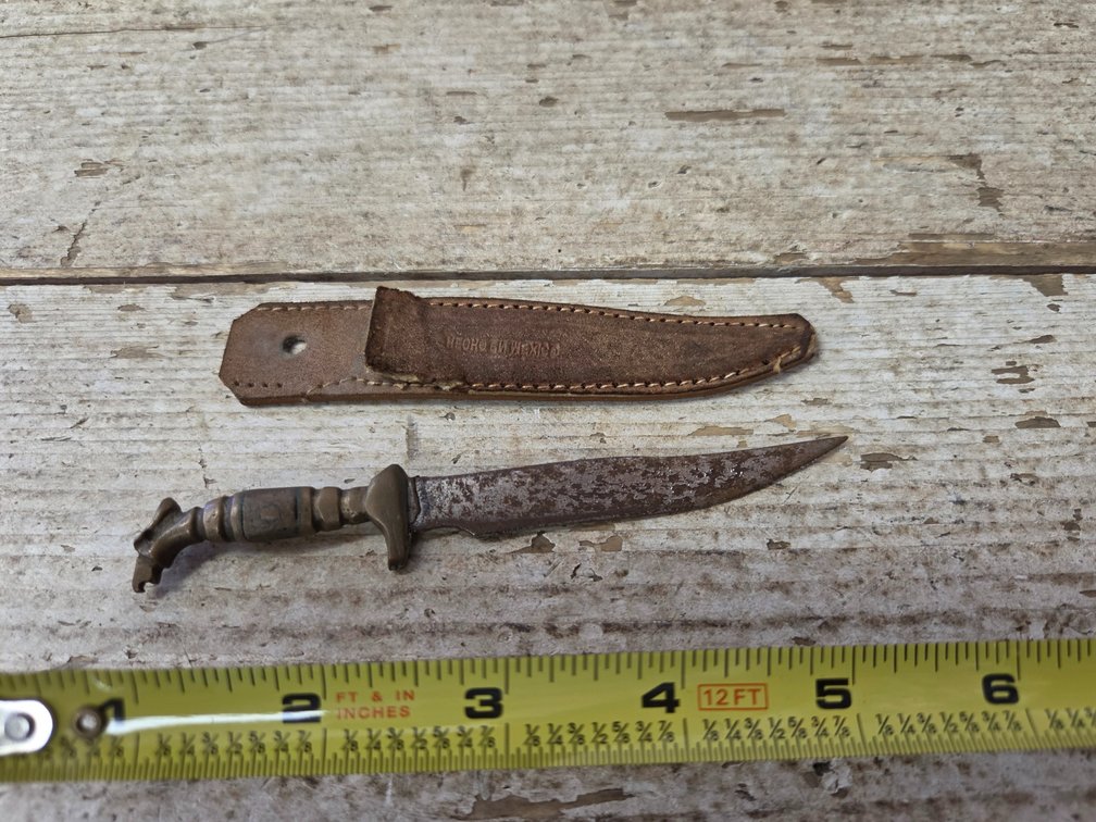 Brass(?) Handled fixed blade knife