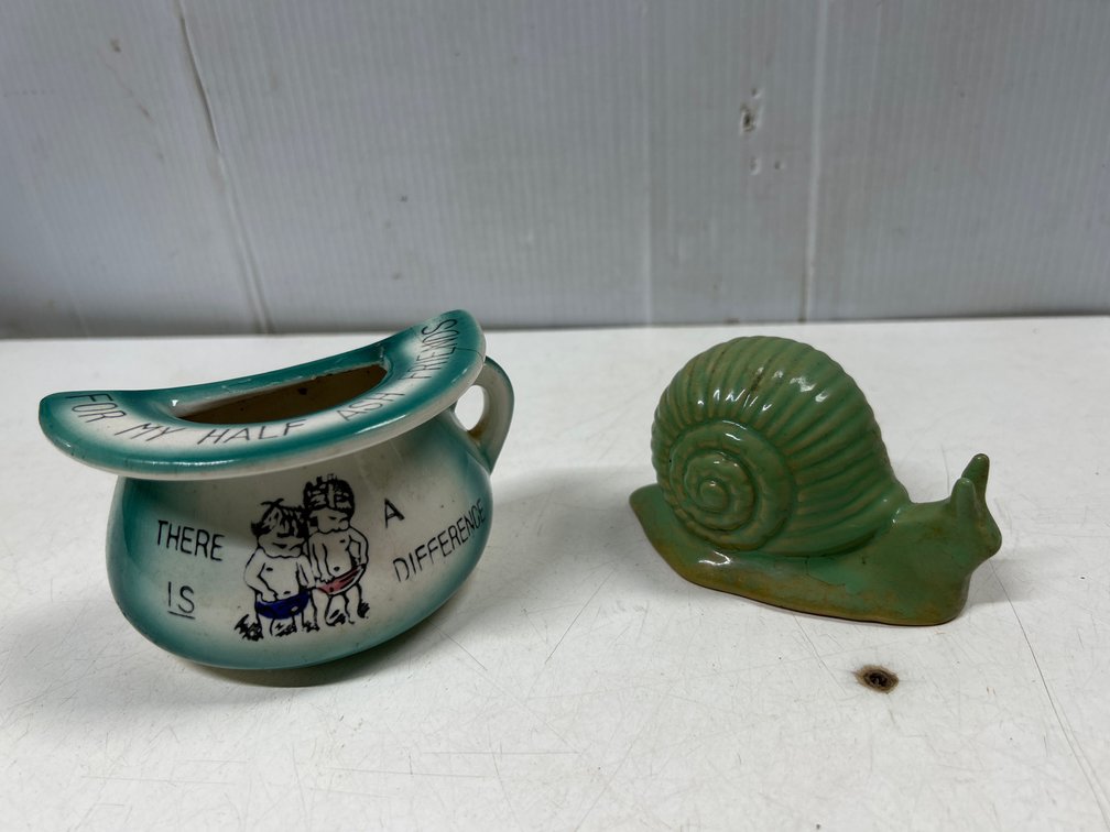 Ceramic Snail Figurine, Half Ash Friends Decor
