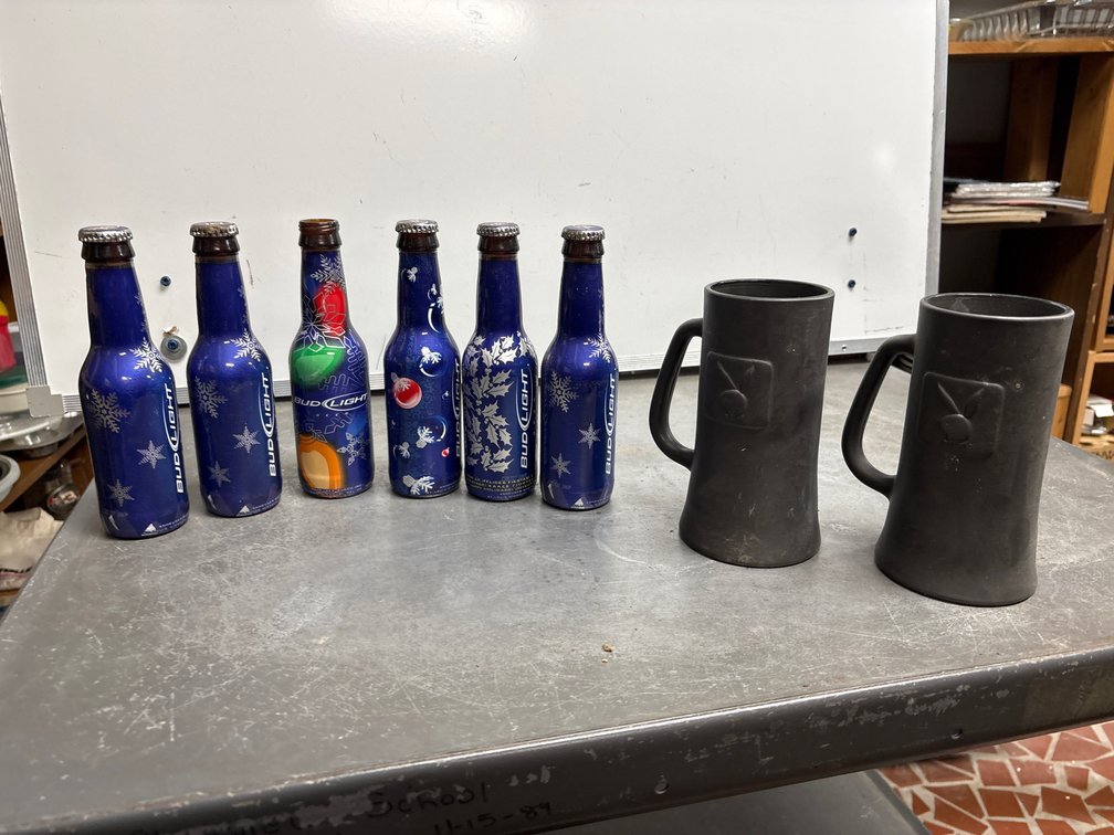 Bud Light holiday bottles & Playboy mugs