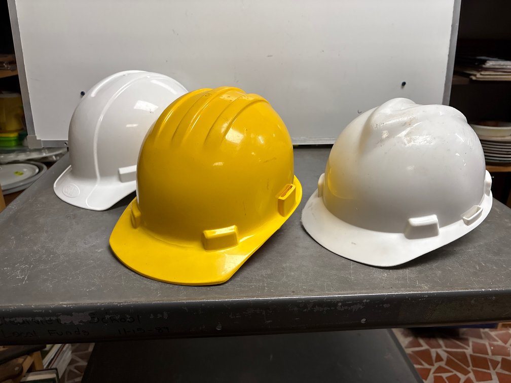 3 hard hats