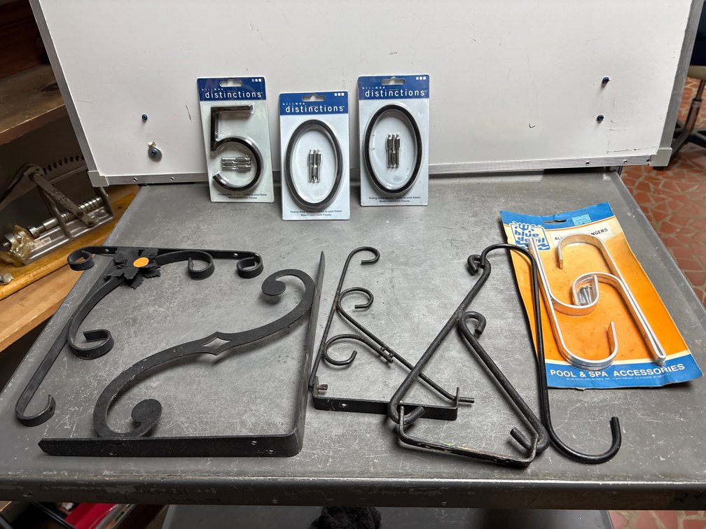 House numbers, shelf supports & hangers