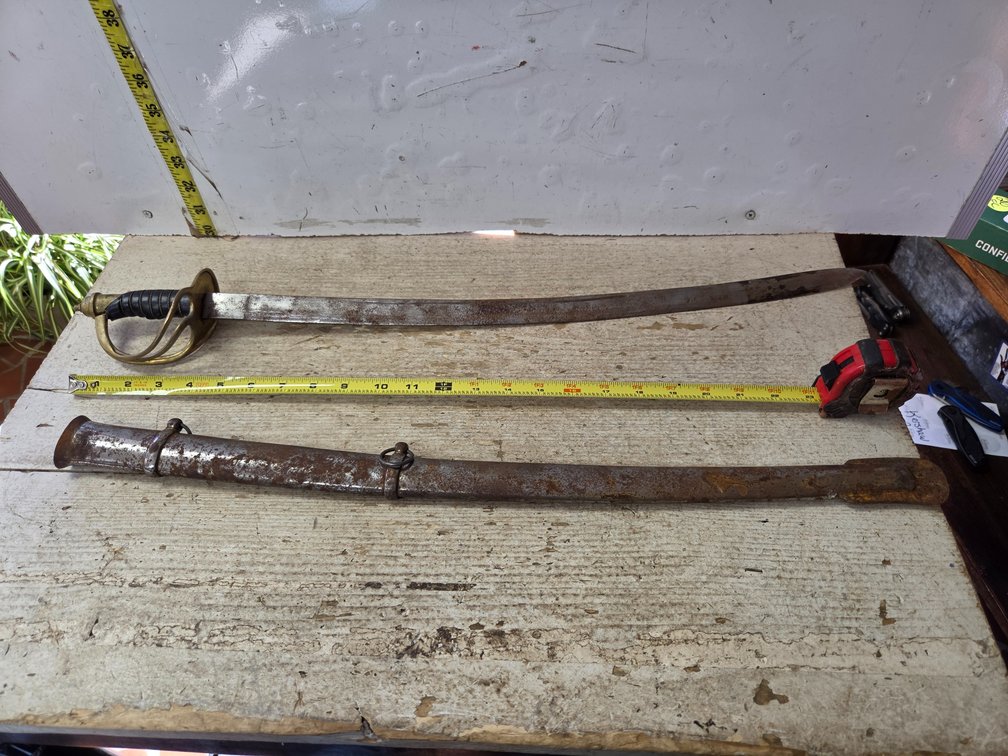 27" sword with metal scabbard