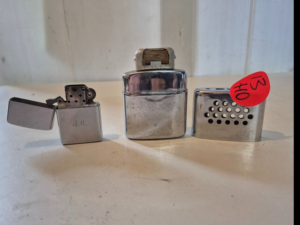 Monogramed Zippo lighter and Jon-E hand warmer
